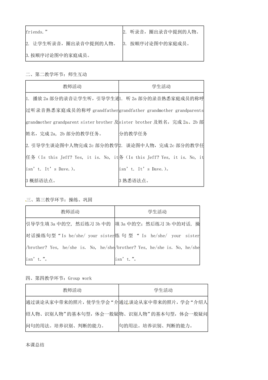 湖北省十堰市东风第四中学七年级英语上册Unit2Thisismysister教案2（新版）人教新目标版.doc