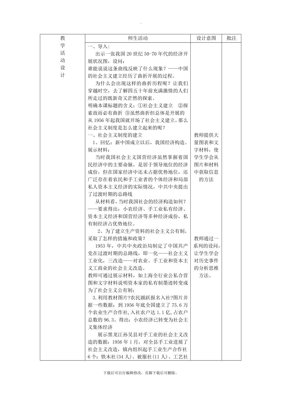 高中历史专题三中国社会主义建设道路的探索3.1社会主义建设在探索中曲折发展教案人民版必修2.doc