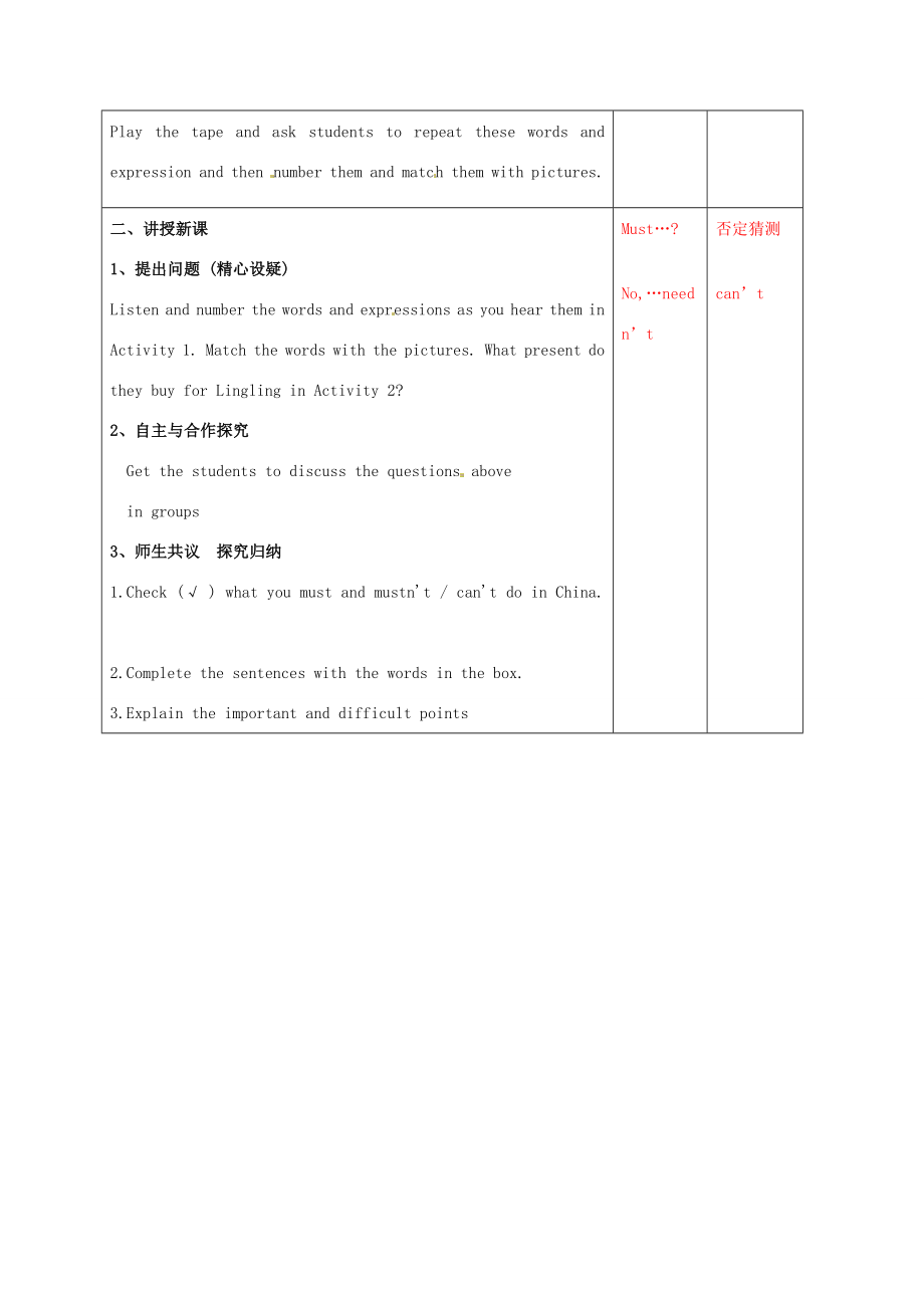 辽宁省大连市第七十六中学八年级英语上册Module12Unit1教案（无答案）外研版.doc