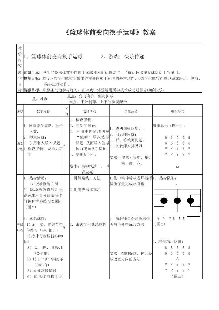 篮球体前变向换手运球教案(2).doc