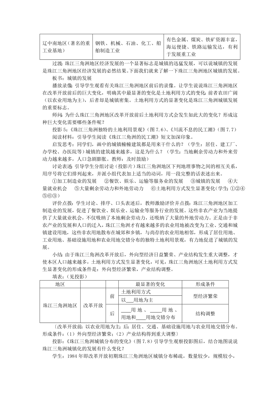 贵州省凯里市第六中学八年级地理下册第一节珠江三角洲地区教案新人教版.doc