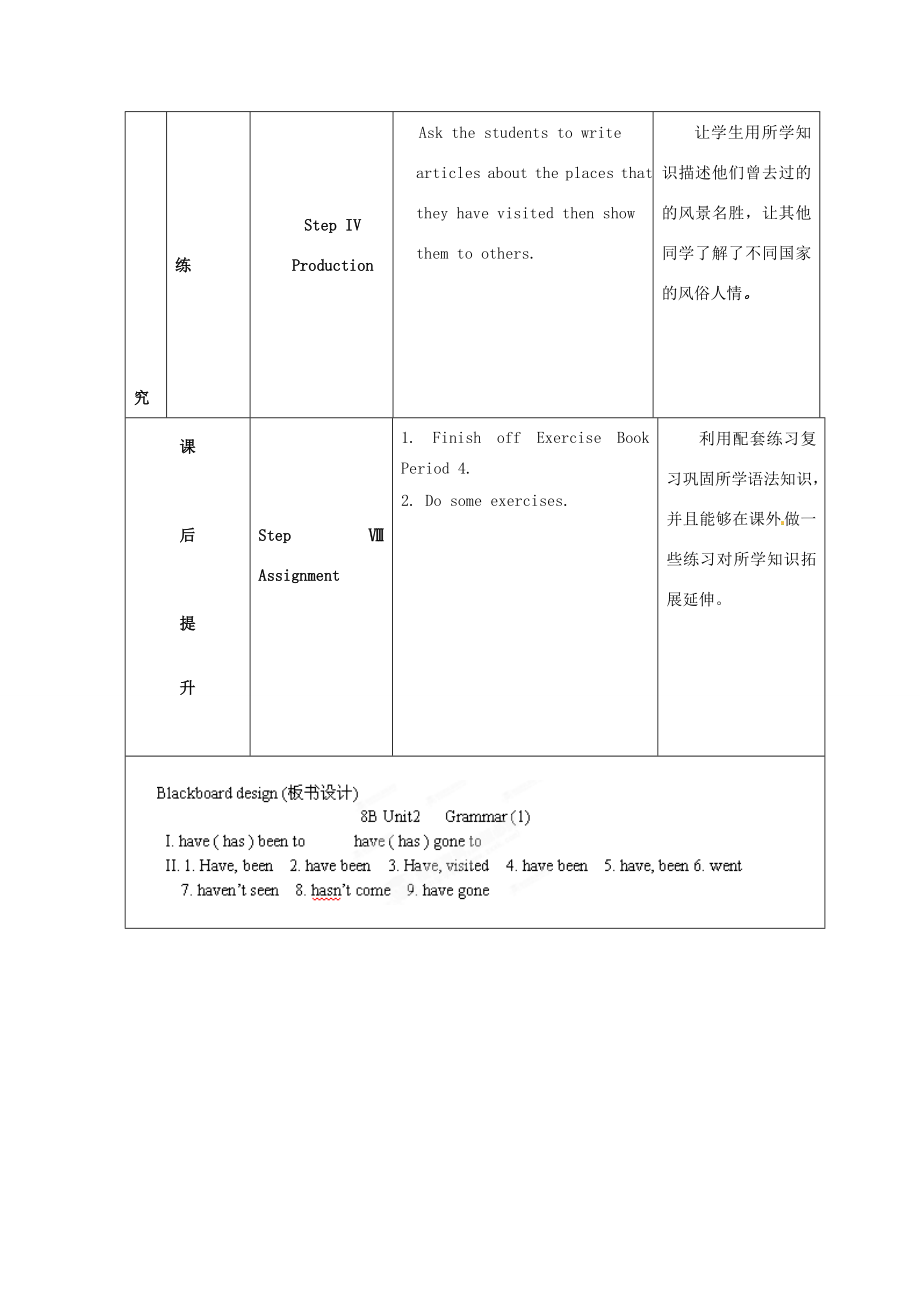 江苏省海安县大公初级中学八年级英语下册《8BUnit2Travelling》Period4Grammar（1）教案牛津版.doc