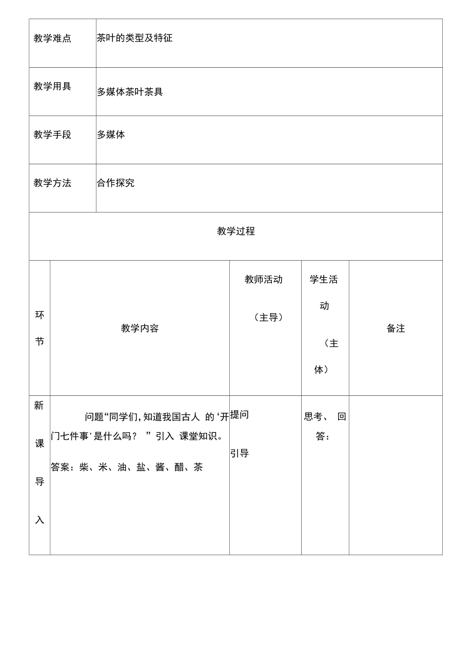 茶艺茶叶教案.doc