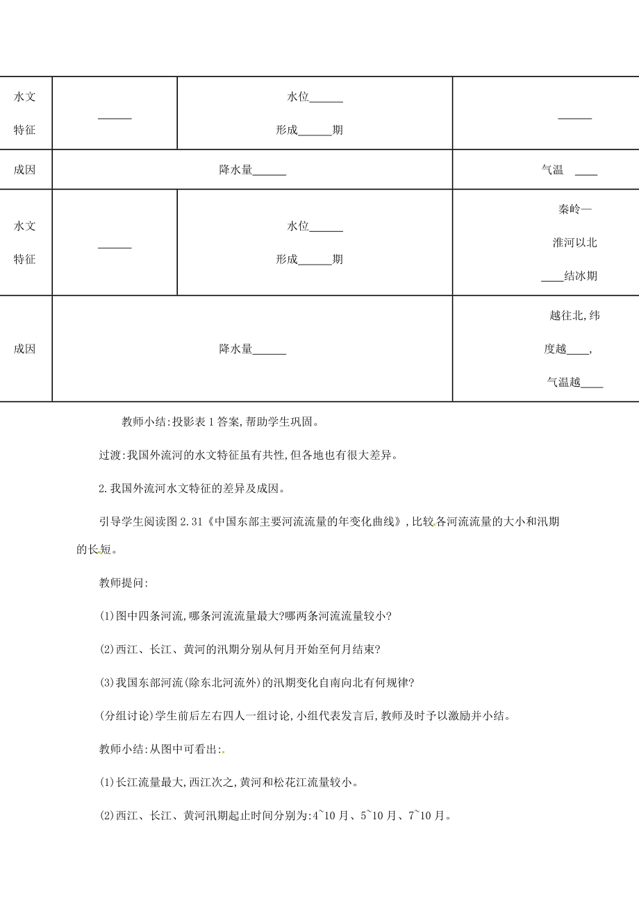 江苏省镇江市八年级地理上册3.3水资源（第1课时以外流河为主）教案（新版）新人教版（新版）新人教版初中八年级上册地理教案.doc