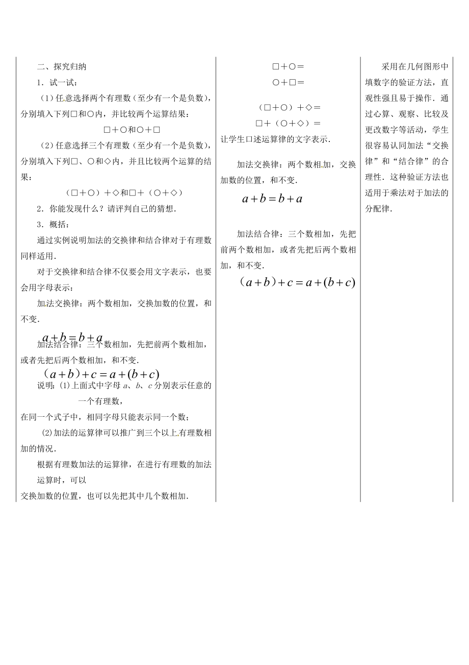 江苏省盱眙县黄花塘中学七年级数学上册《2.5有理数加法和减法》教案2人教新课标版.doc