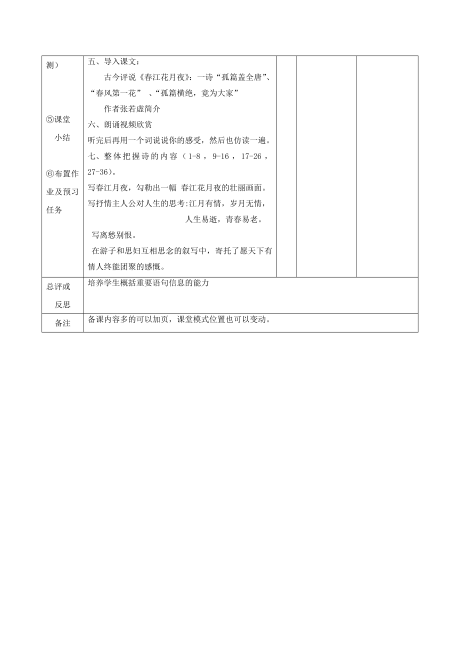 江西省万载县株潭中学高中语文2.1春江花月夜（第一课时）教案新人教版选修《中国古代诗歌散文欣赏》.doc