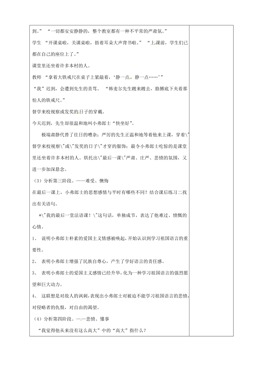 河南省洛阳市下峪镇初级中学七年级语文下册第7课最后一课教案1新人教版.doc