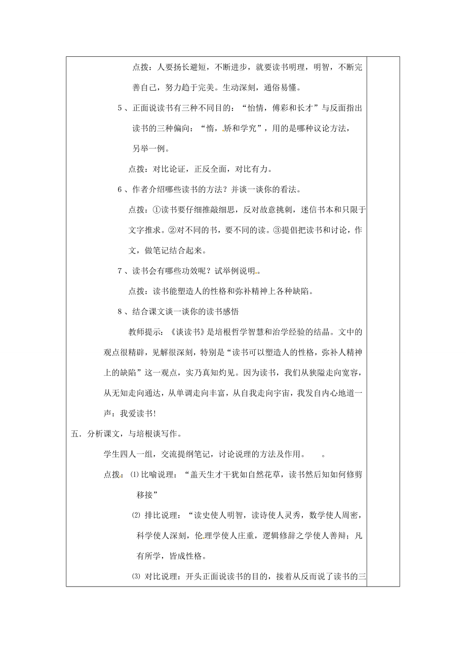 河南省洛阳市下峪镇初级中学九年级语文上册短文两篇《谈读书》教案新人教版.doc