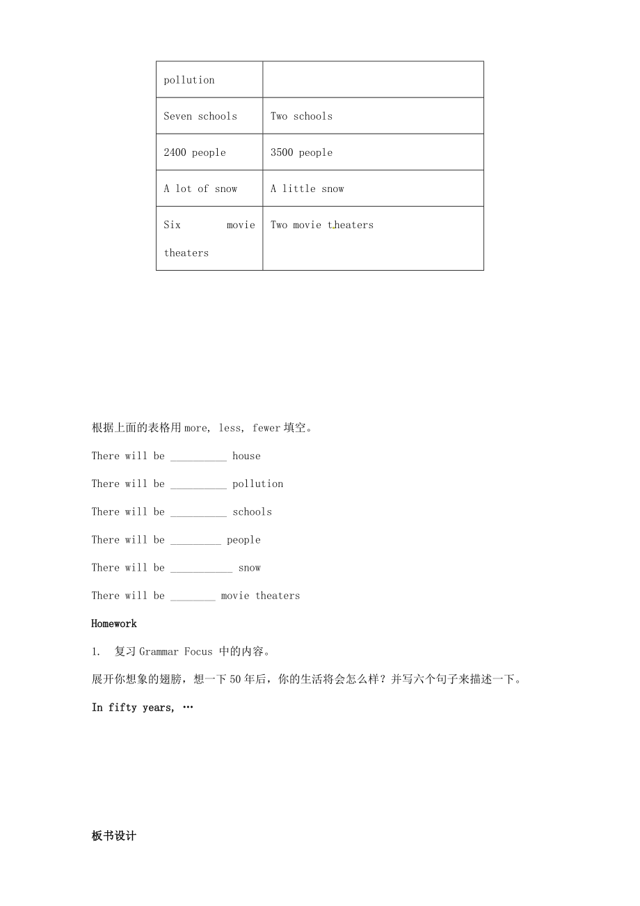 江西省吉安市吉水县八年级英语上册Unit7WillpeoplehaverobotsSectionA2（GrammarFocus3c）教案（新版）人教新目标版（新版）人教新目标版初中八年级上册英语教案.