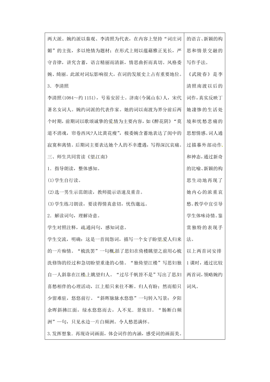 河南省洛阳市下峪镇初级中学九年级语文上册词五首教案1新人教版.doc