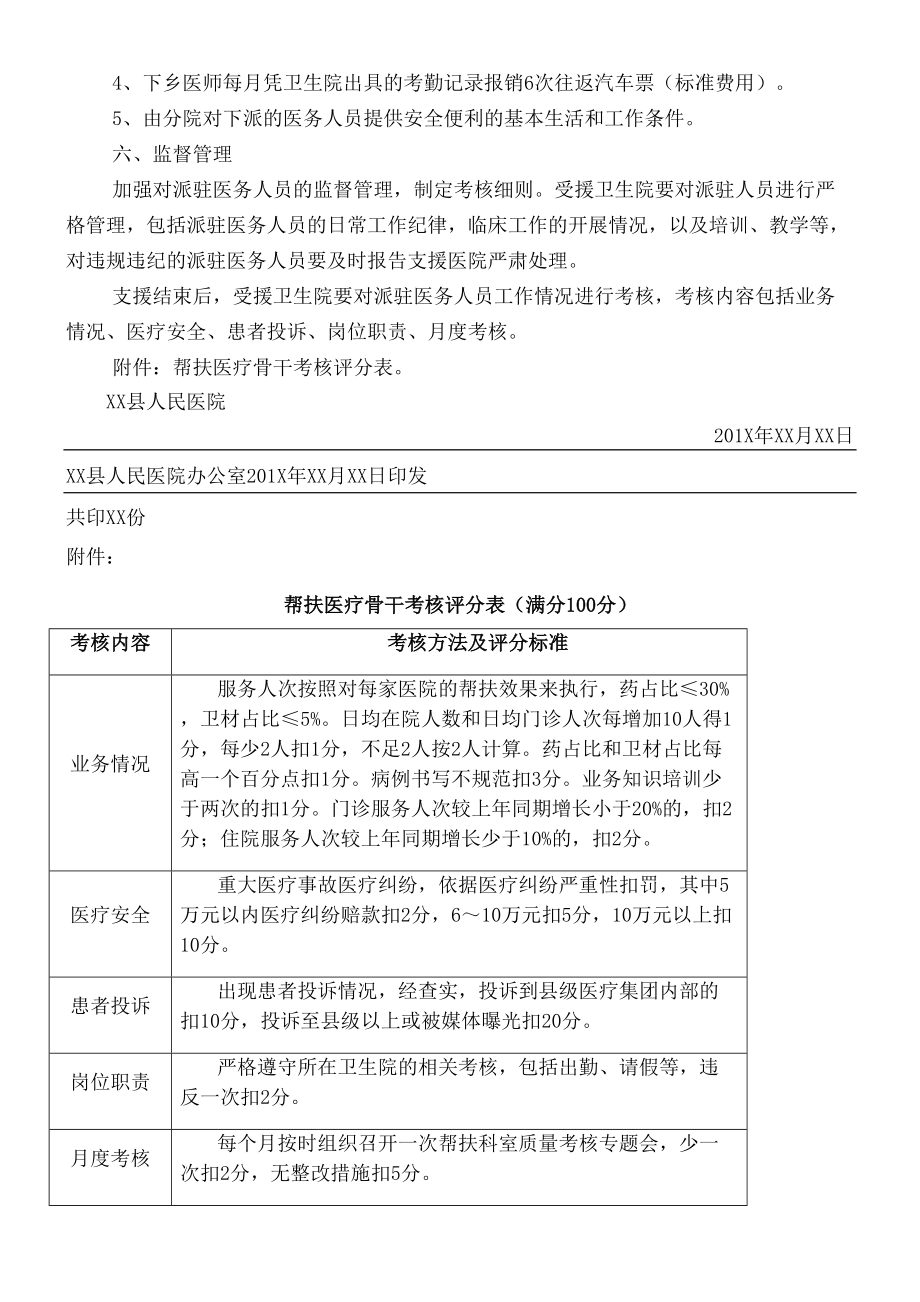 县人民医院医疗骨干下沉的实施办法.doc