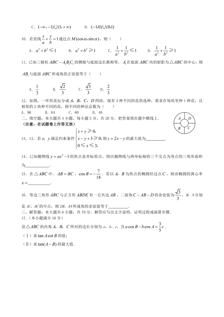 2008年全国高考理科数学试题及答案全国卷1.doc