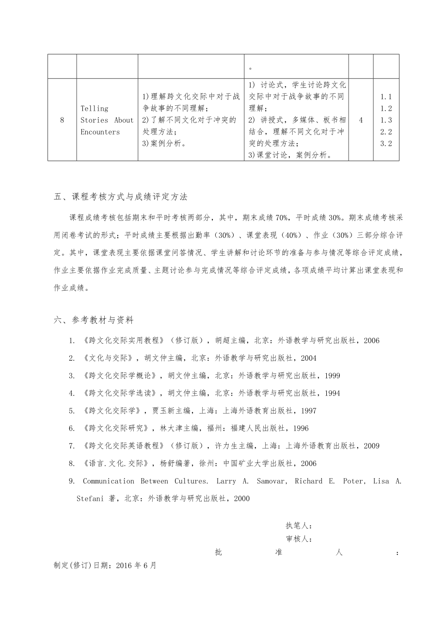 修订版《跨文化交际》教学大纲.doc