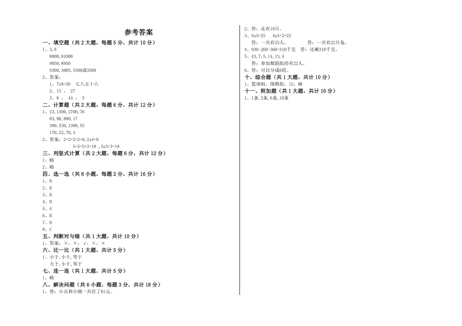 合肥市二年级数学下学期综合检测试题附答案.doc