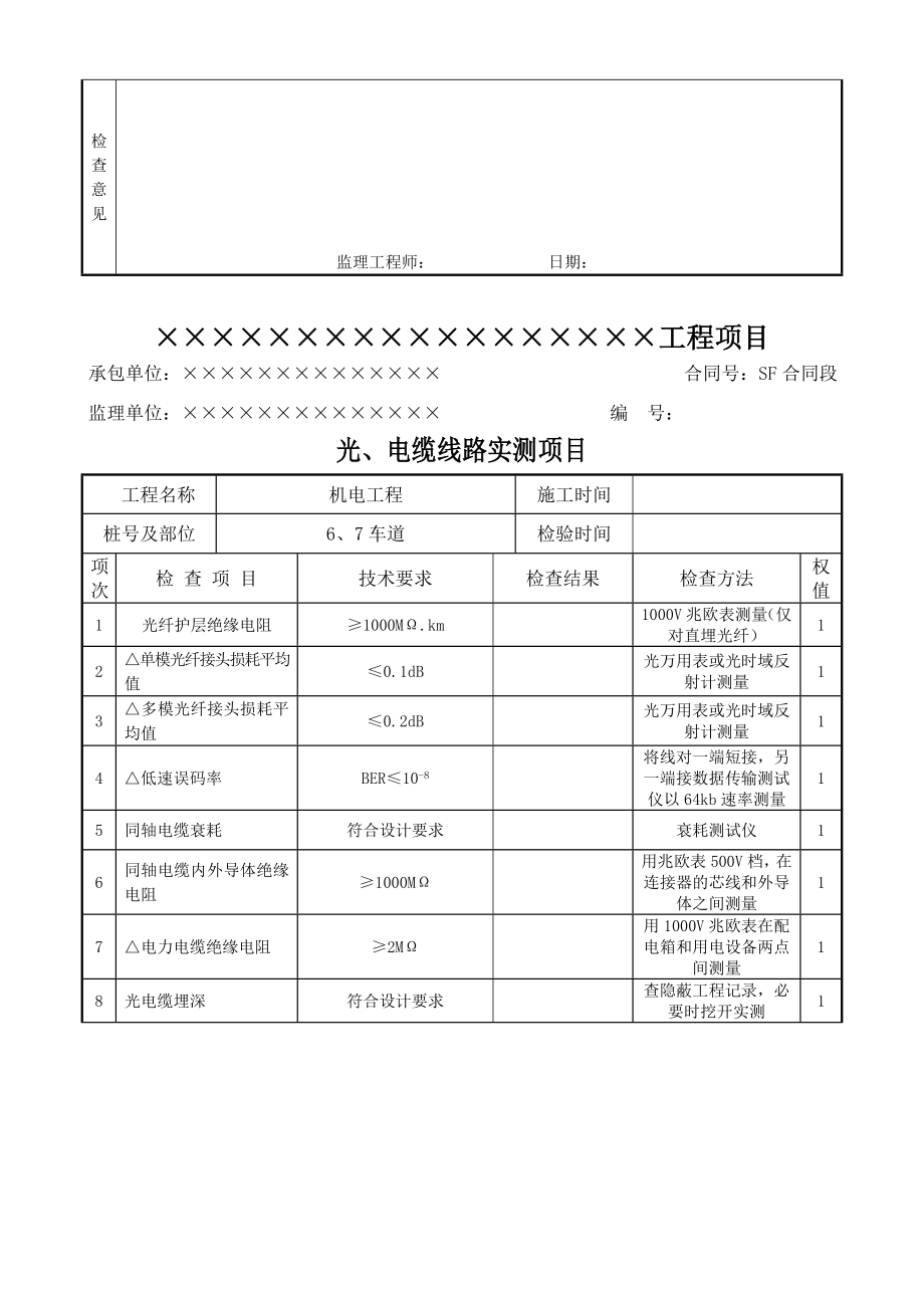 高速公路机电工程资料表格Word版.doc