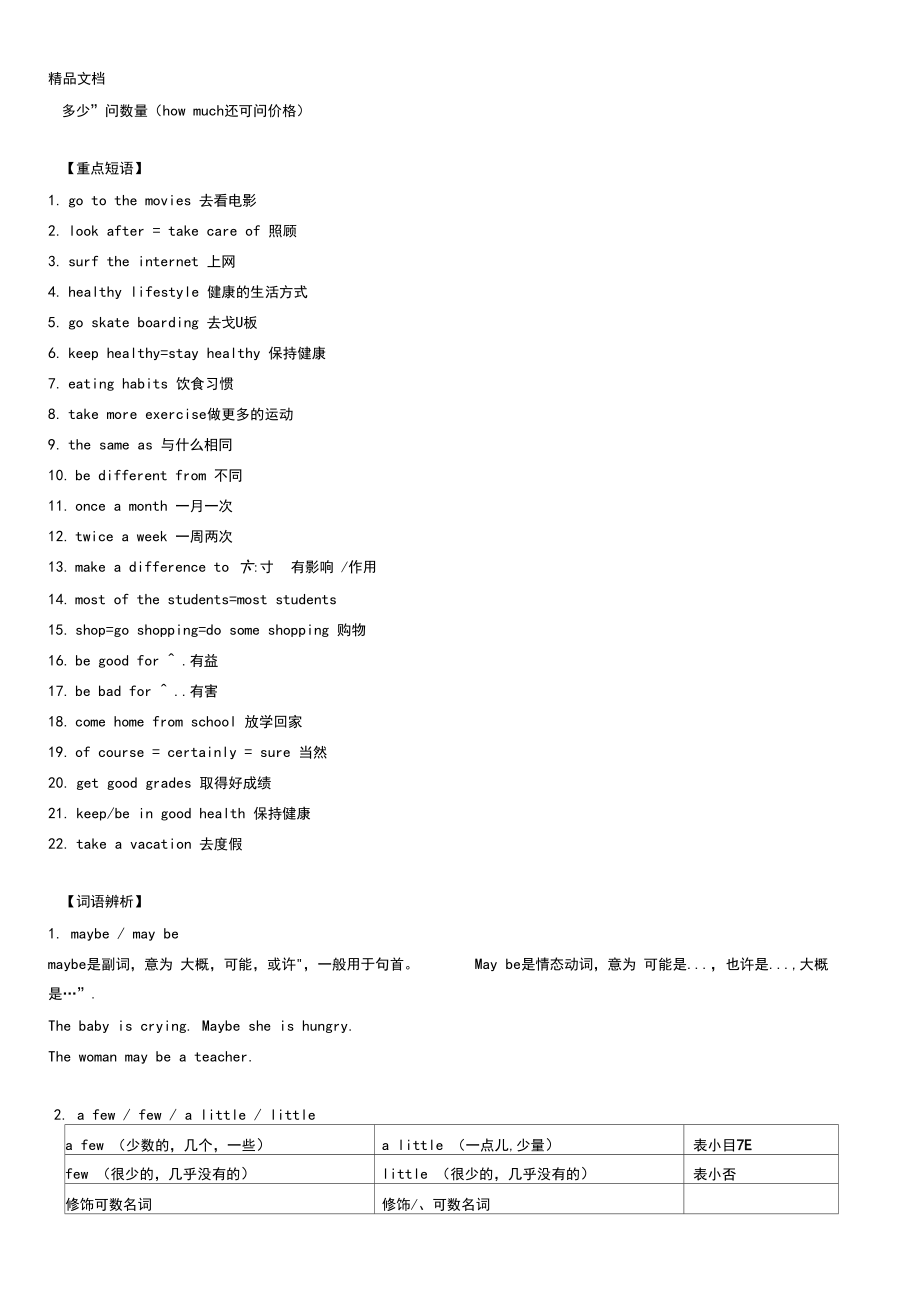 最新人教版八年级英语上册单词短语句型和语法总结.doc