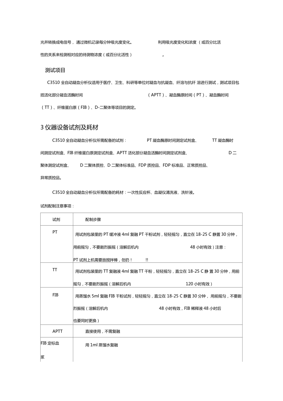 C3510全自动凝血分析仪标准操作程序.doc