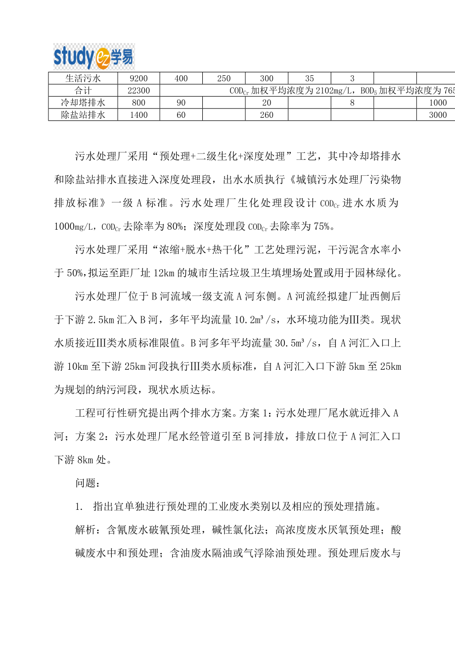 2014年环评工程师案例分析真题及答案解析(环评案例真题).doc