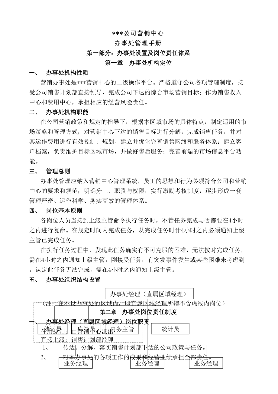 公司营销中心办事处管理手册.doc