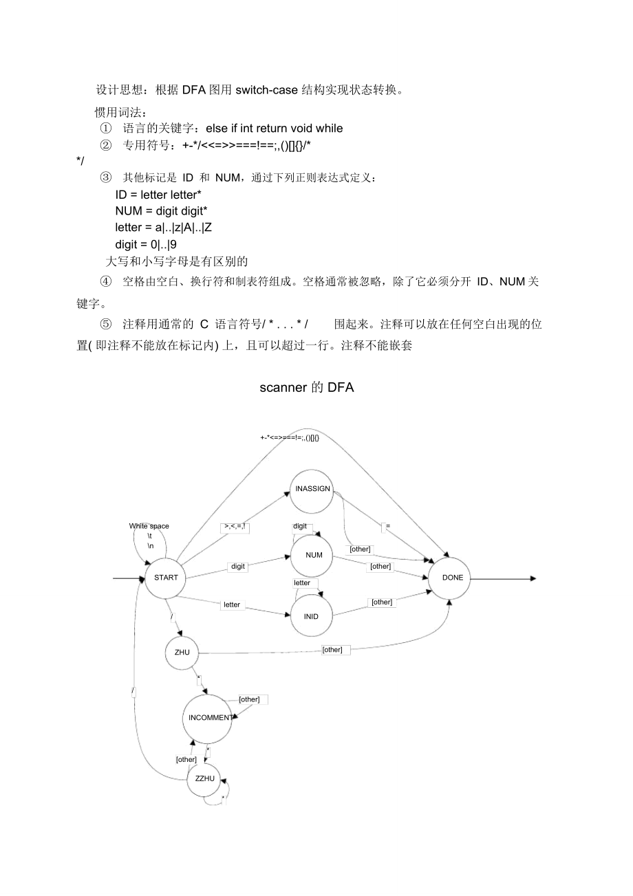 CMinus词法分析和语法分析设计编译器编译原理课程设计.doc