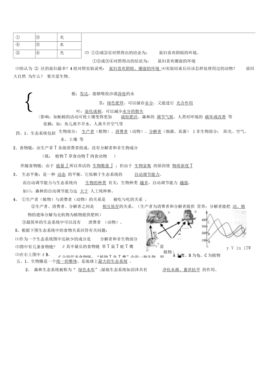 七年级生物上册期中复习知识点整理.doc