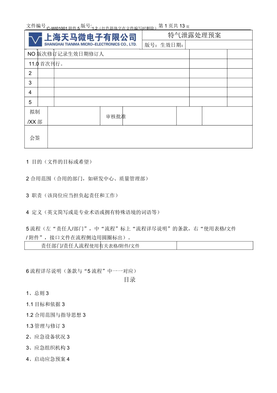 特气泄漏处置方案.doc