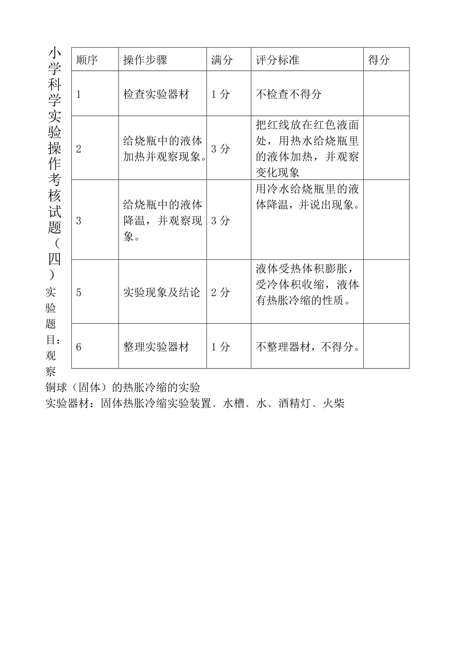 小学科学实验操作考核试题.doc