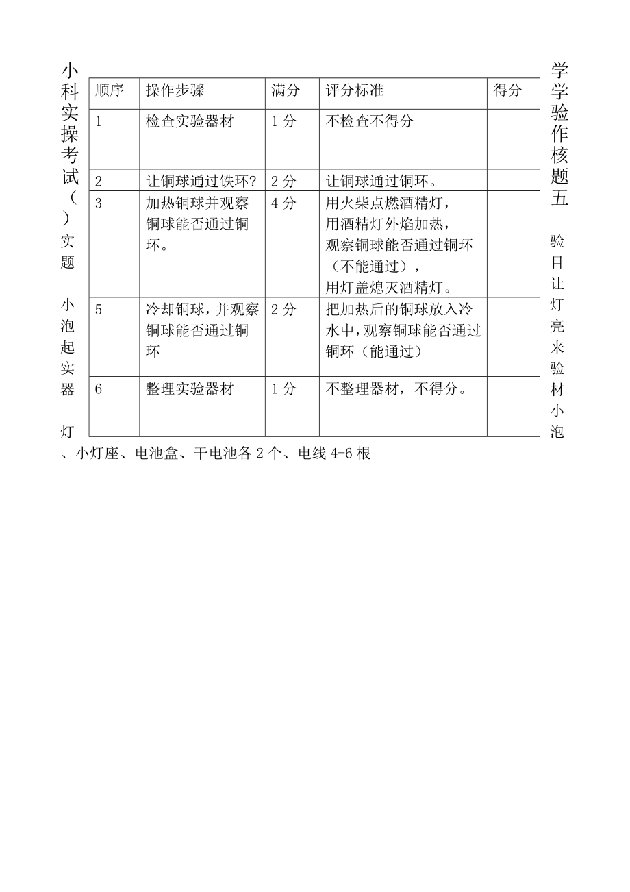 小学科学实验操作考核试题.doc