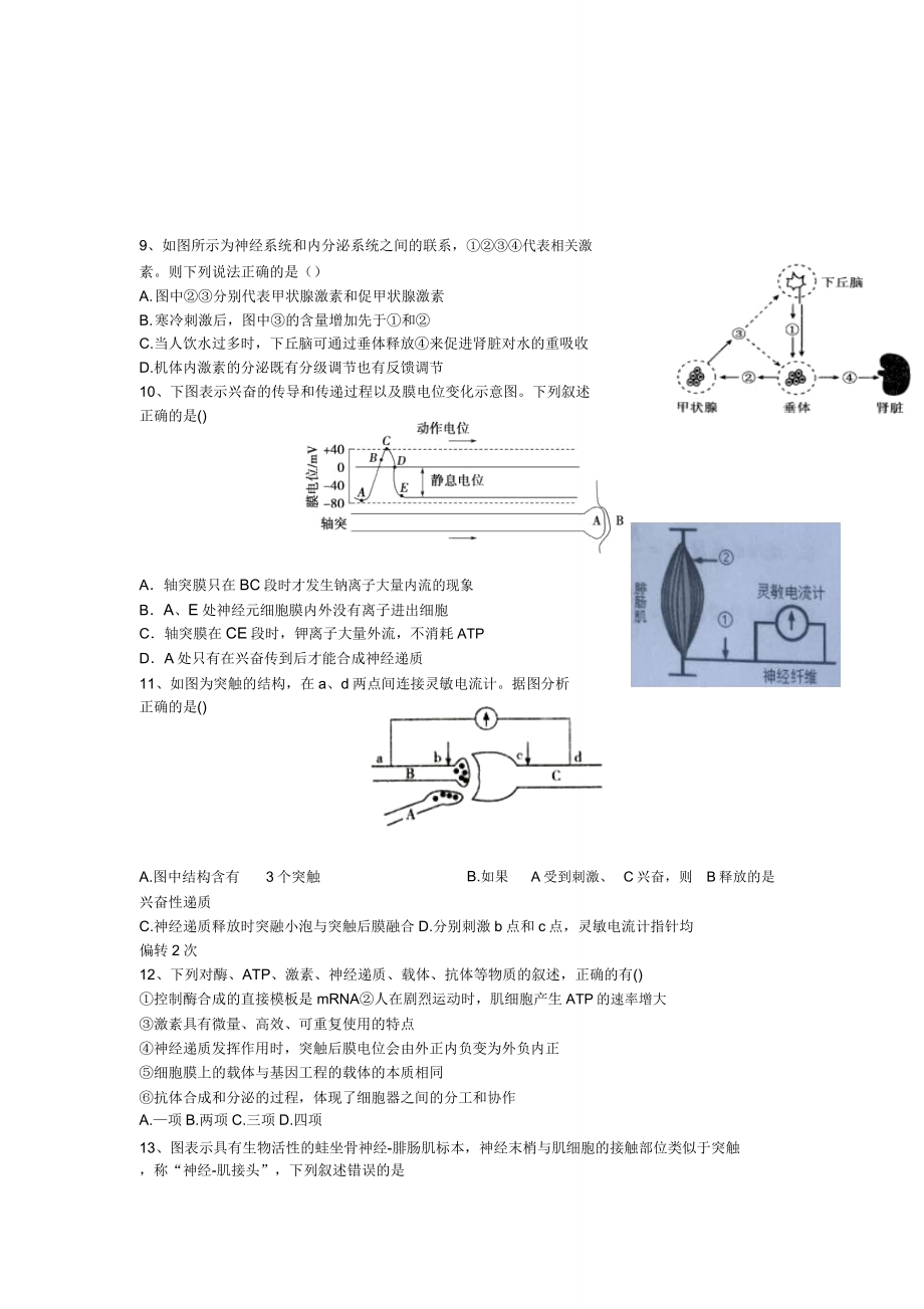 高二生物上学期期末考试题.doc