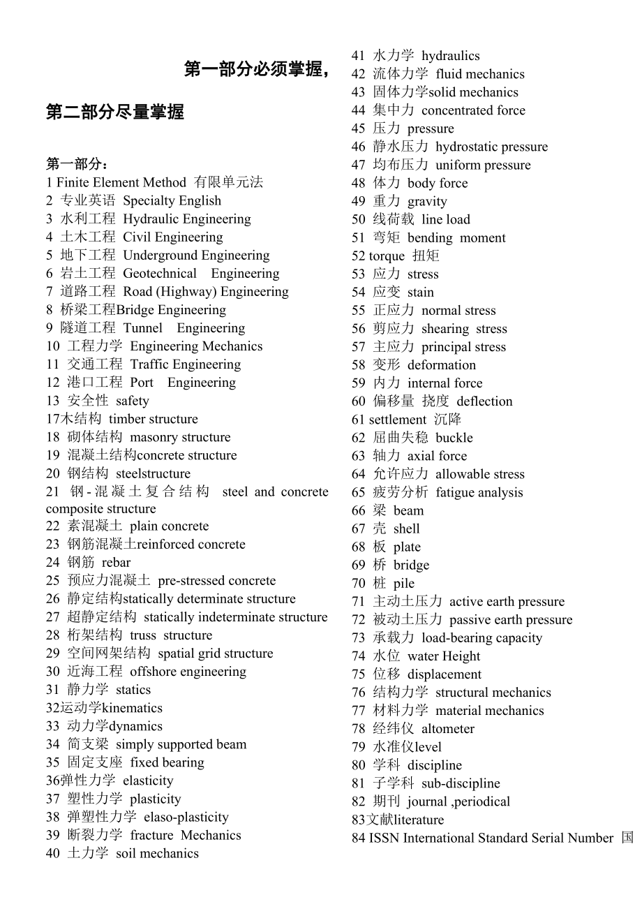 土木工程专业英语词汇版.doc