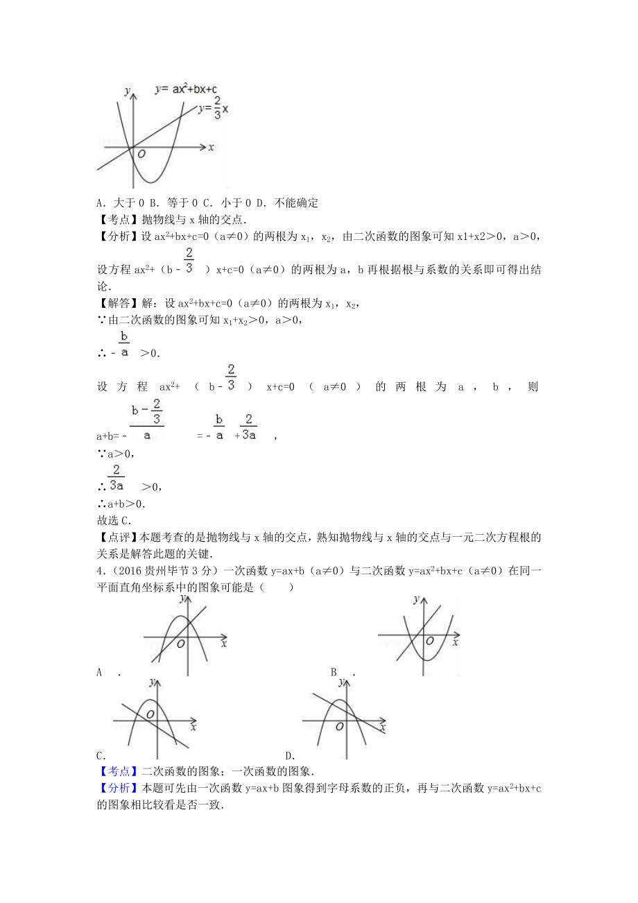 全国各地中考数学试题分类汇编专题二次函数含答案.doc