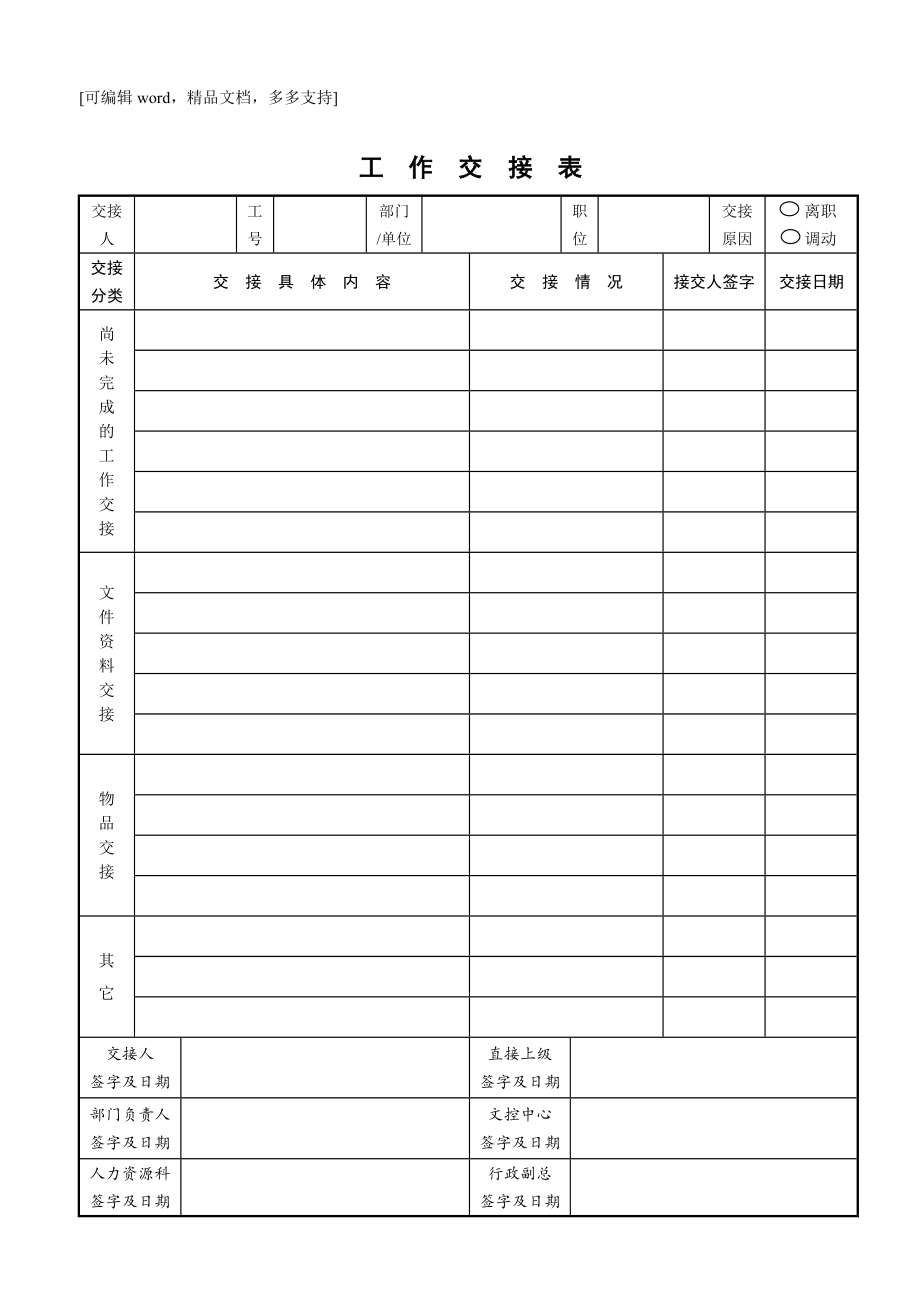 工作交接表资料.doc