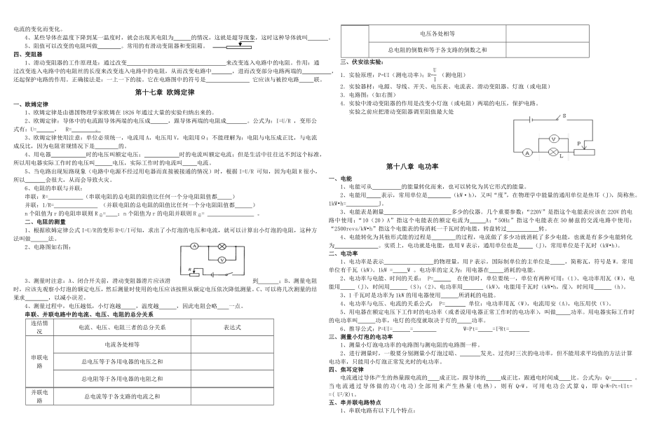 2014新人教版九年级全一册物理知识点填空题汇编.doc