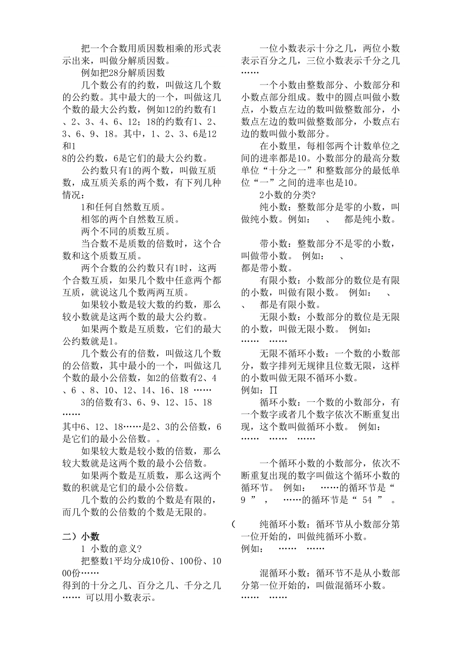 小学六年级数学总复习知识点归纳.doc