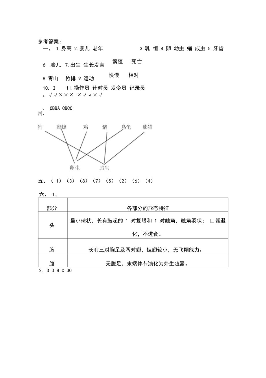 (教科版)小学科学三年级下册科学期中测试题.doc