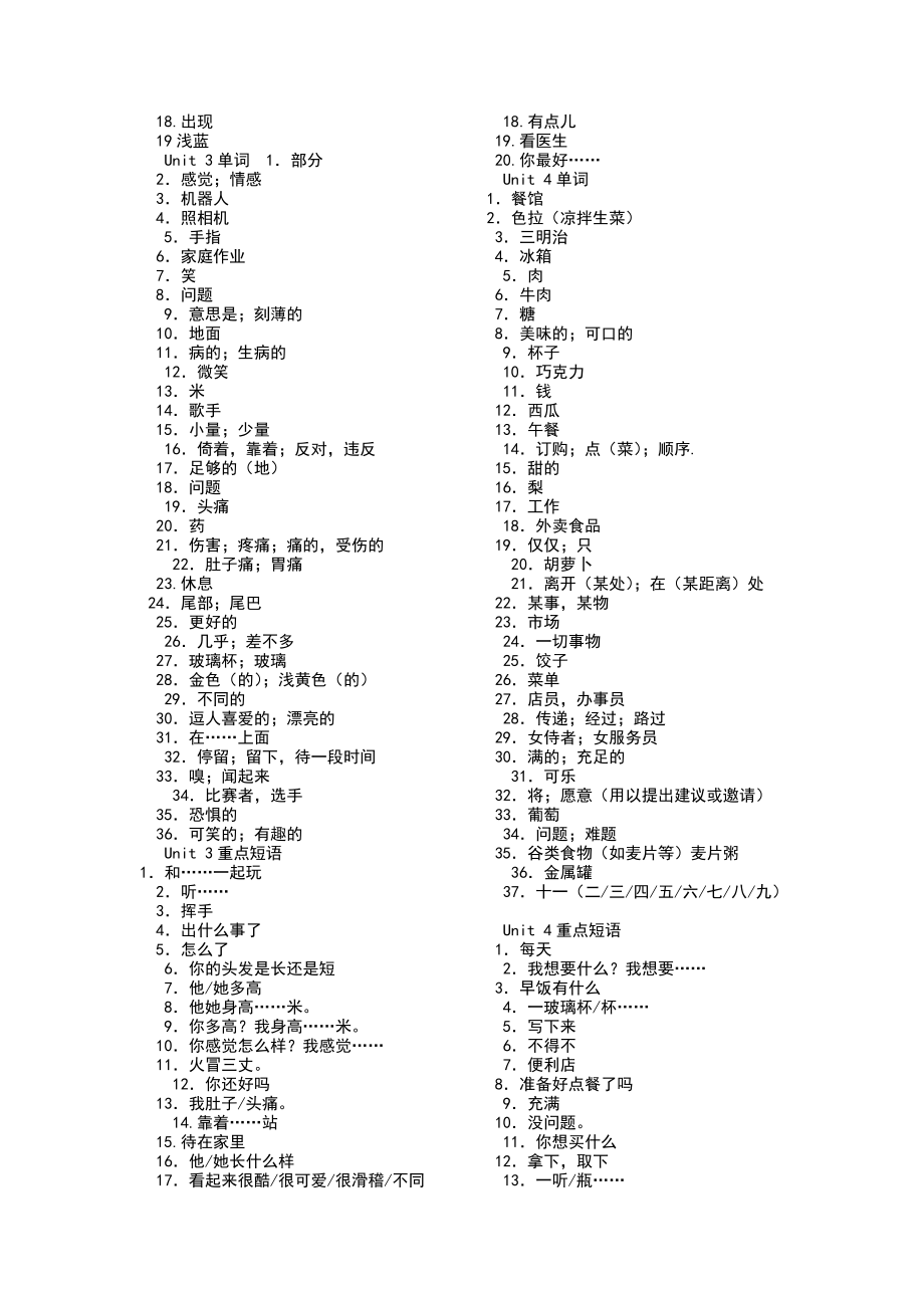 英语新冀教版七年级上册单词和短语.doc