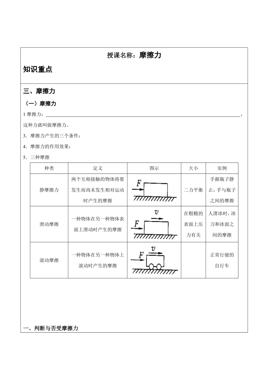 初二物理摩擦力经典分类全面解析.doc