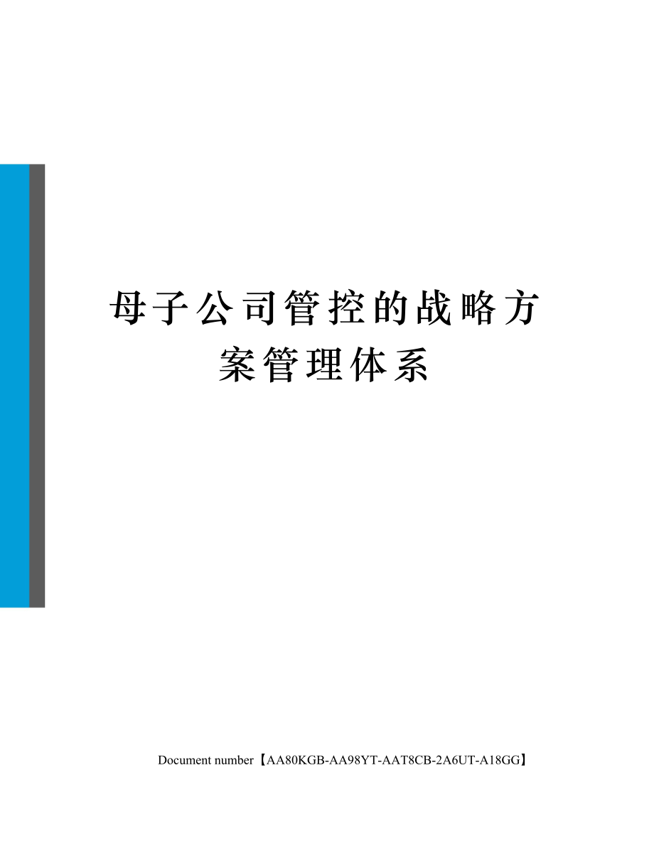 母子公司管控的战略方案管理体系.doc