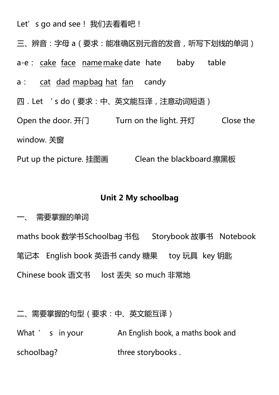 最新人教版小学英语四年级上册期末复习知识点汇总.doc