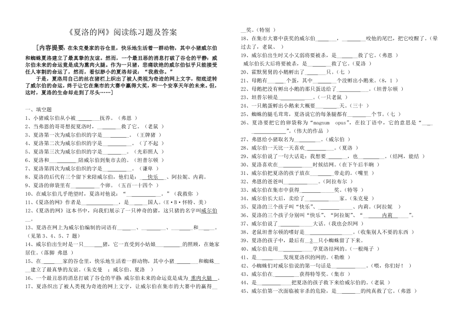 夏洛的网练习题新.doc