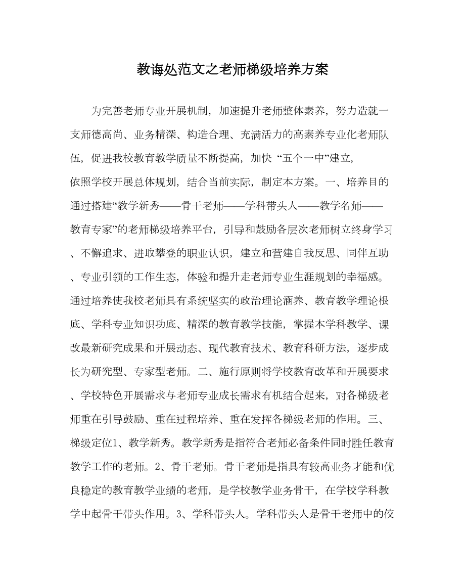 2022年教导处范文教师梯级培养方案.doc