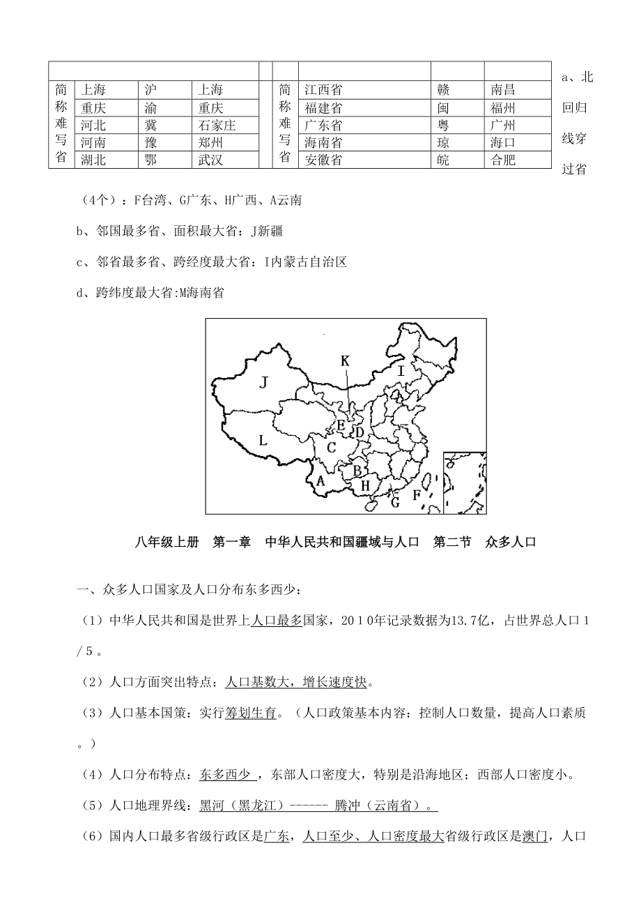 度八年级上册地理知识点.doc