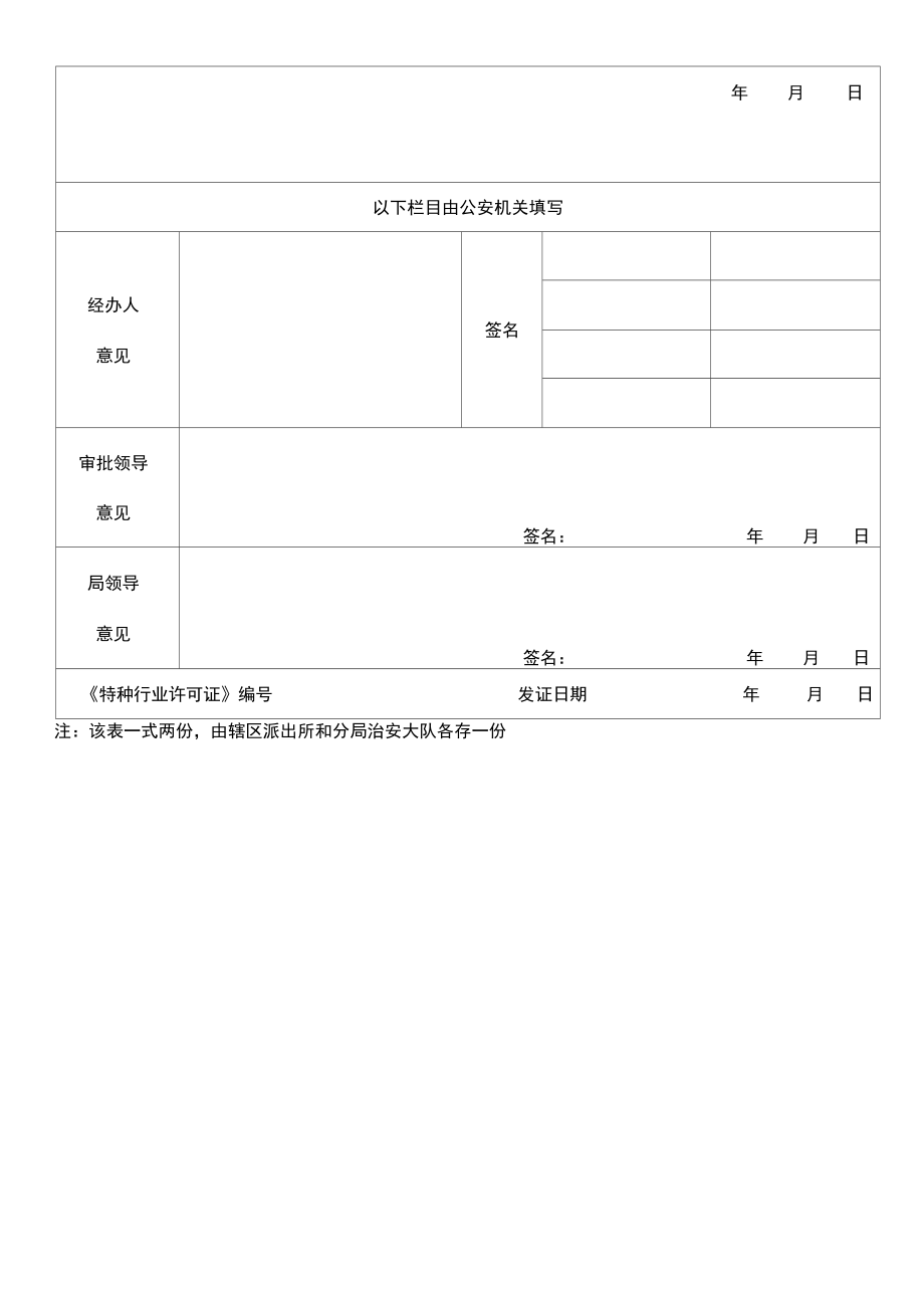 特种行业许可证变更申请表.doc