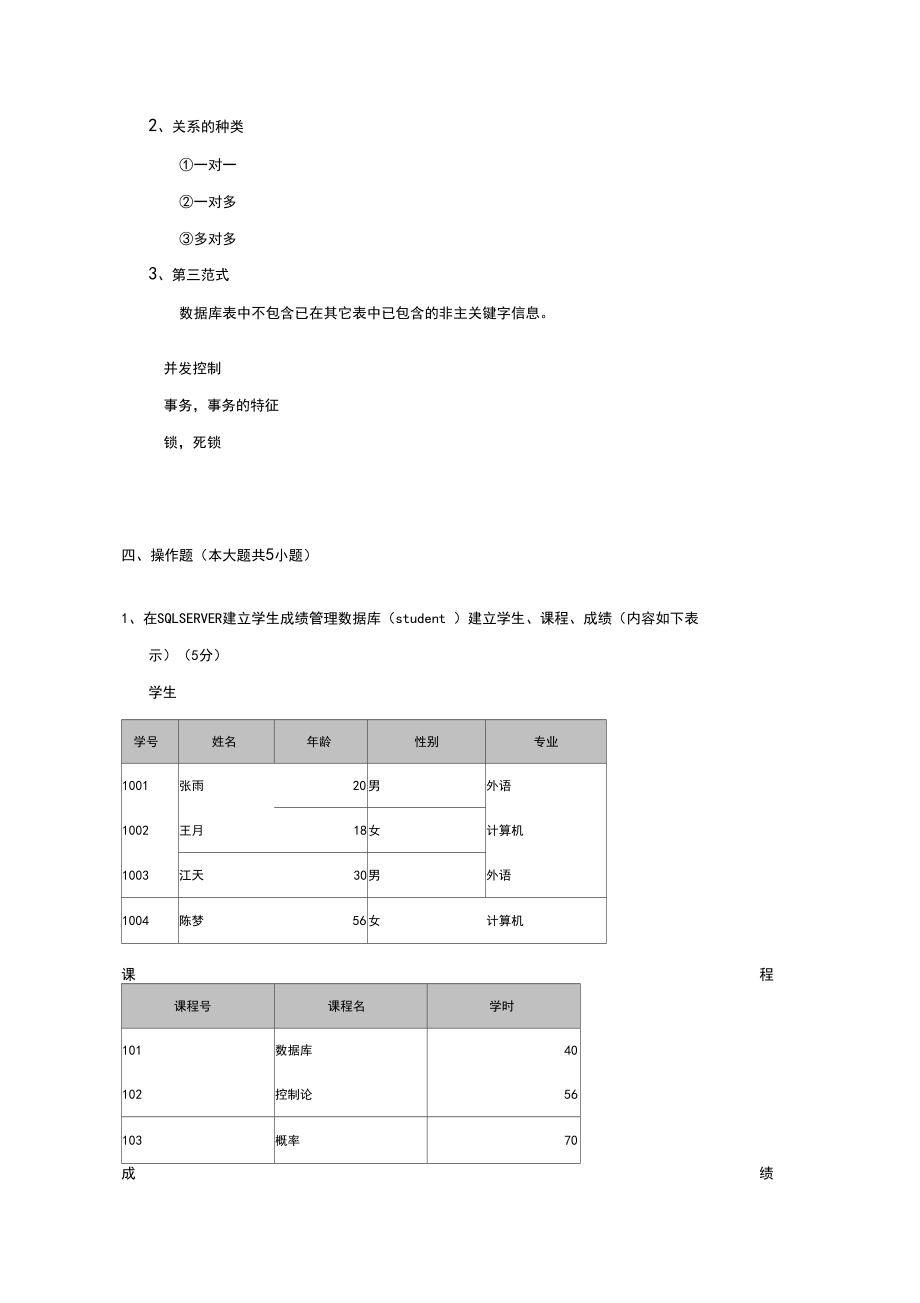 sql复习试题(含答案).doc