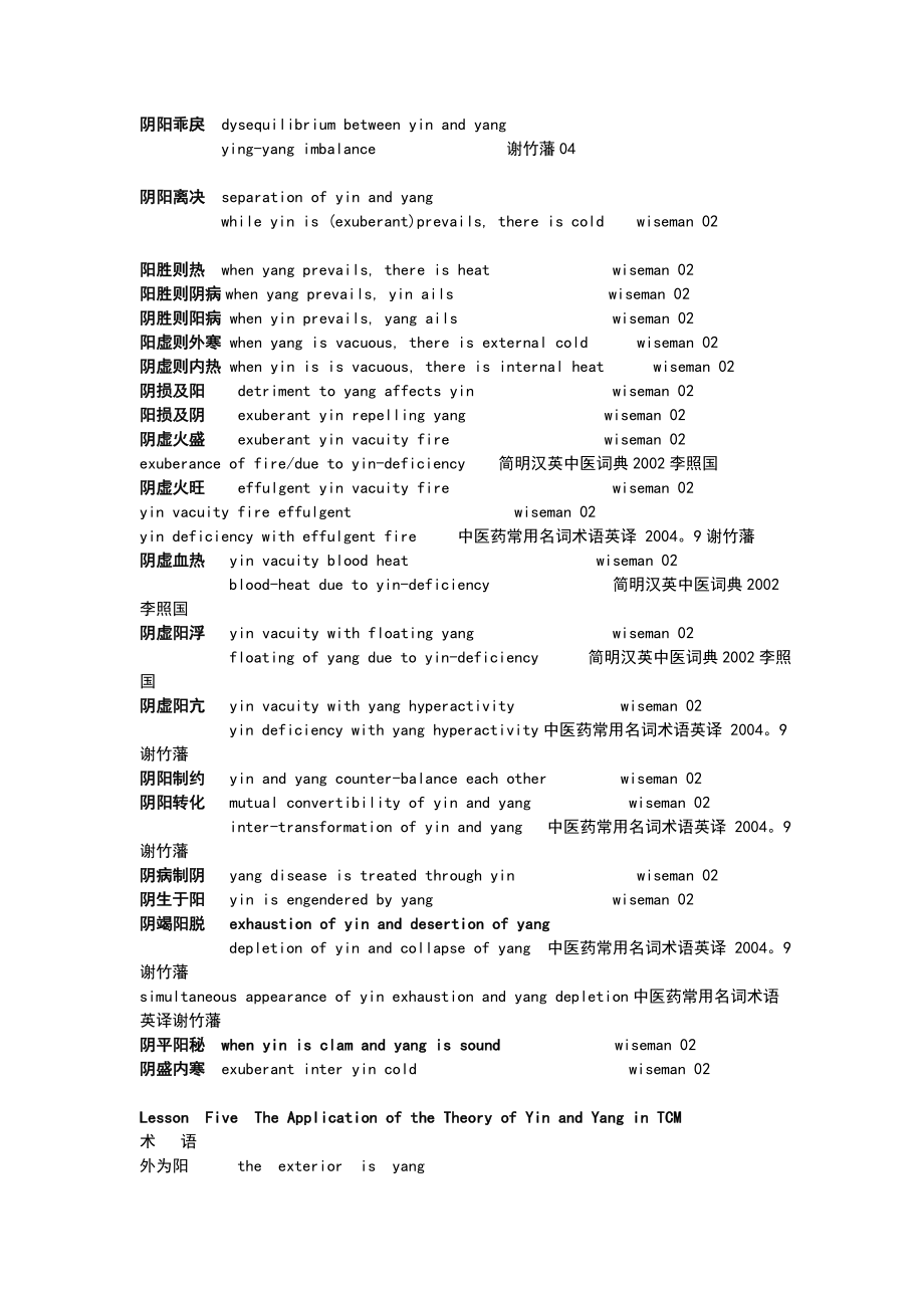 中医英语词汇汇总.doc