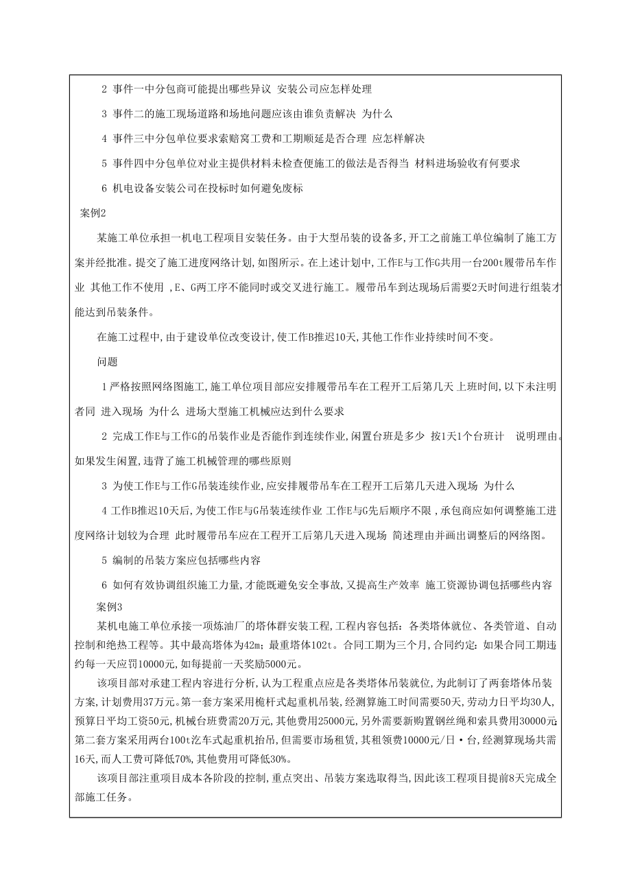 一级建造师机电工程管理与实务模考.doc