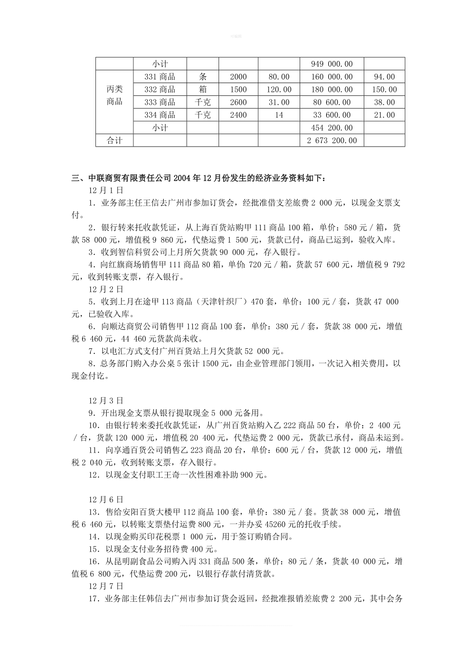 商品流通企业ERP综合实训.doc