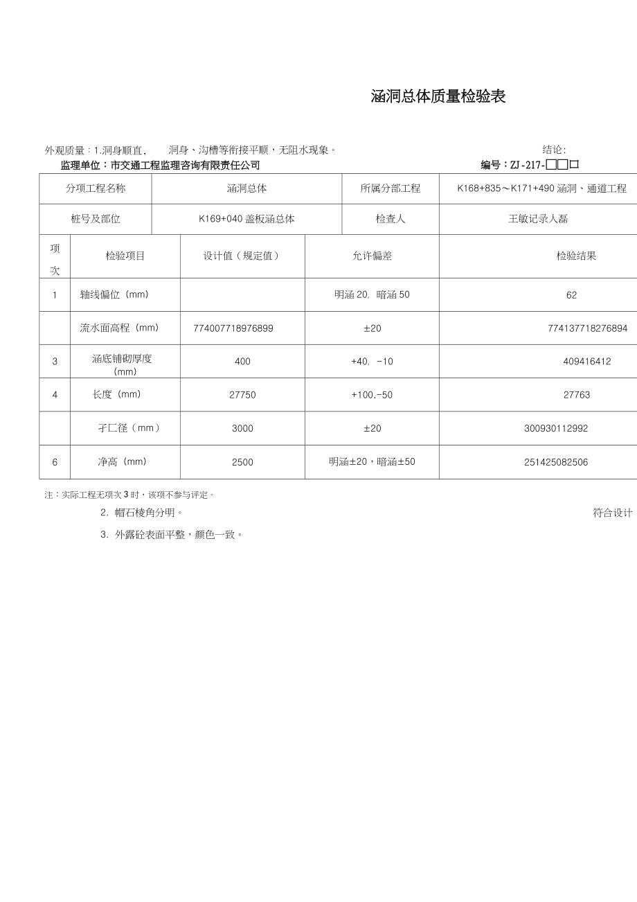 盖板涵全资料表格填写.doc