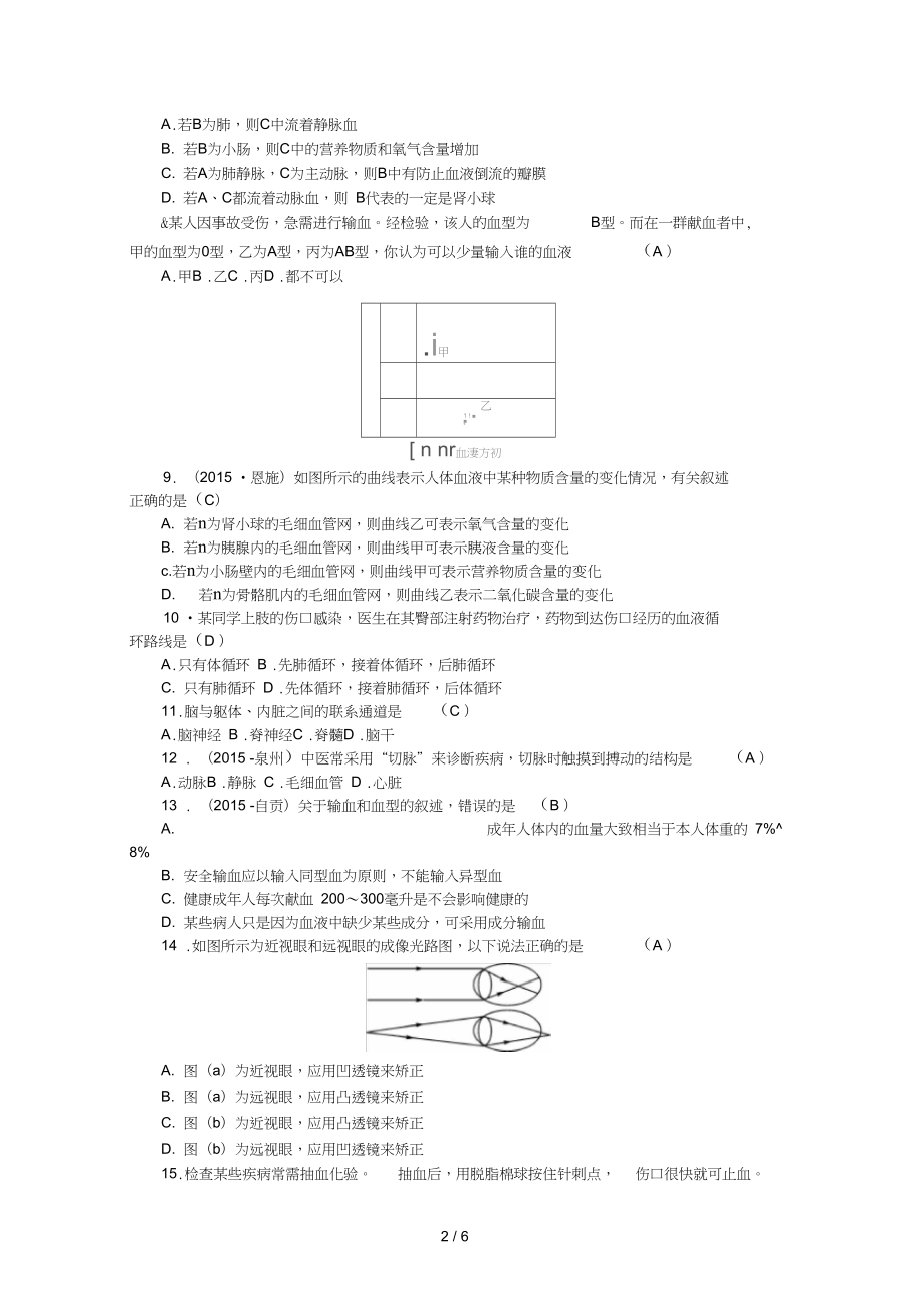 七年级生物下学期期末测试题人教版.doc