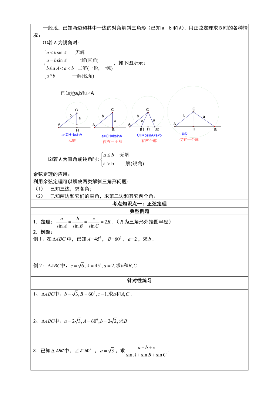 高中数学解三角形专题及例题.doc